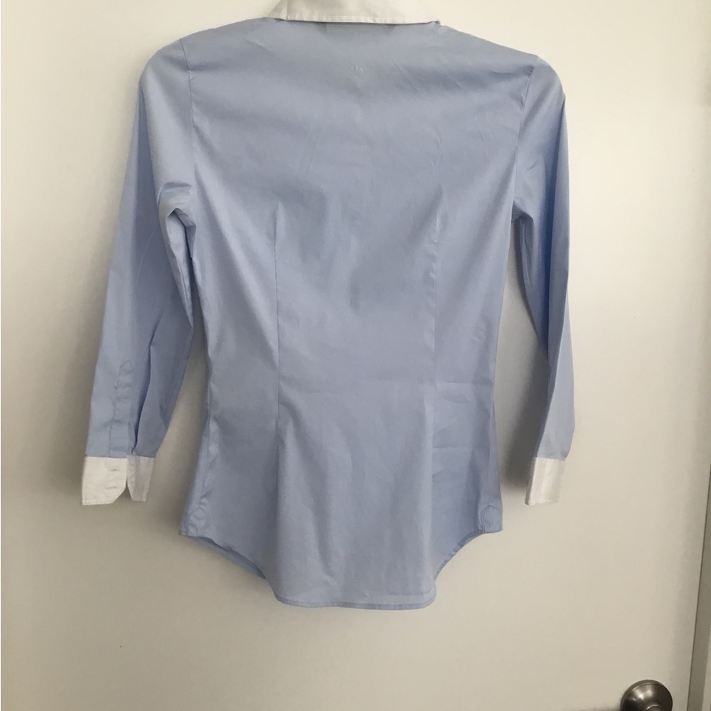 Zara Basic Collection Size Xs Blue & White Long S… - image 6